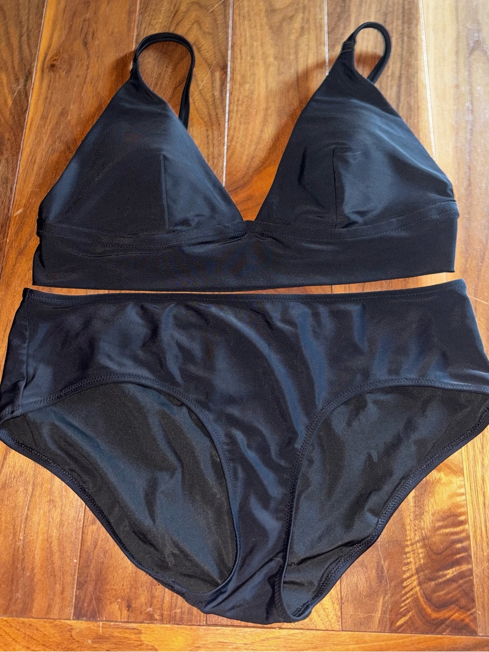 aerie Black Triangle Bralette Bikini Set